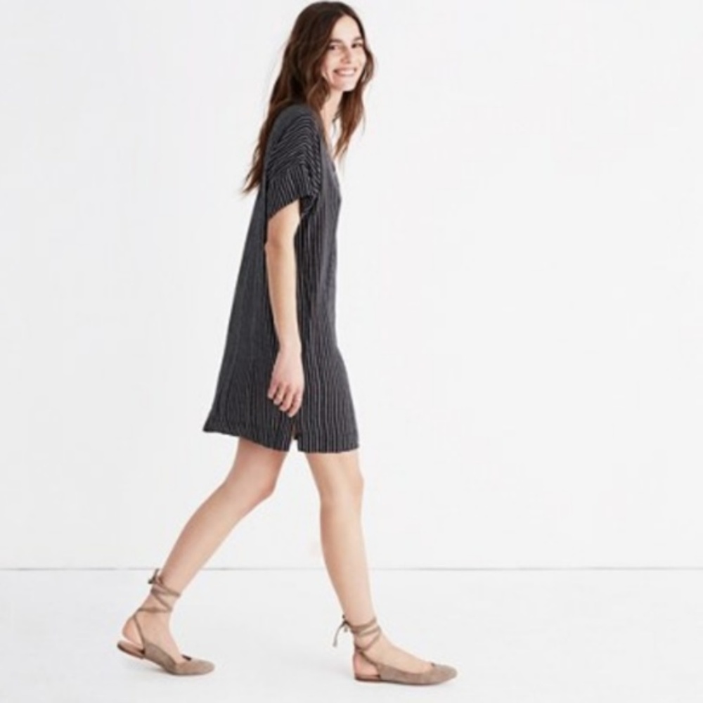 Madewell Novel Dress in Chalkboard Stripe